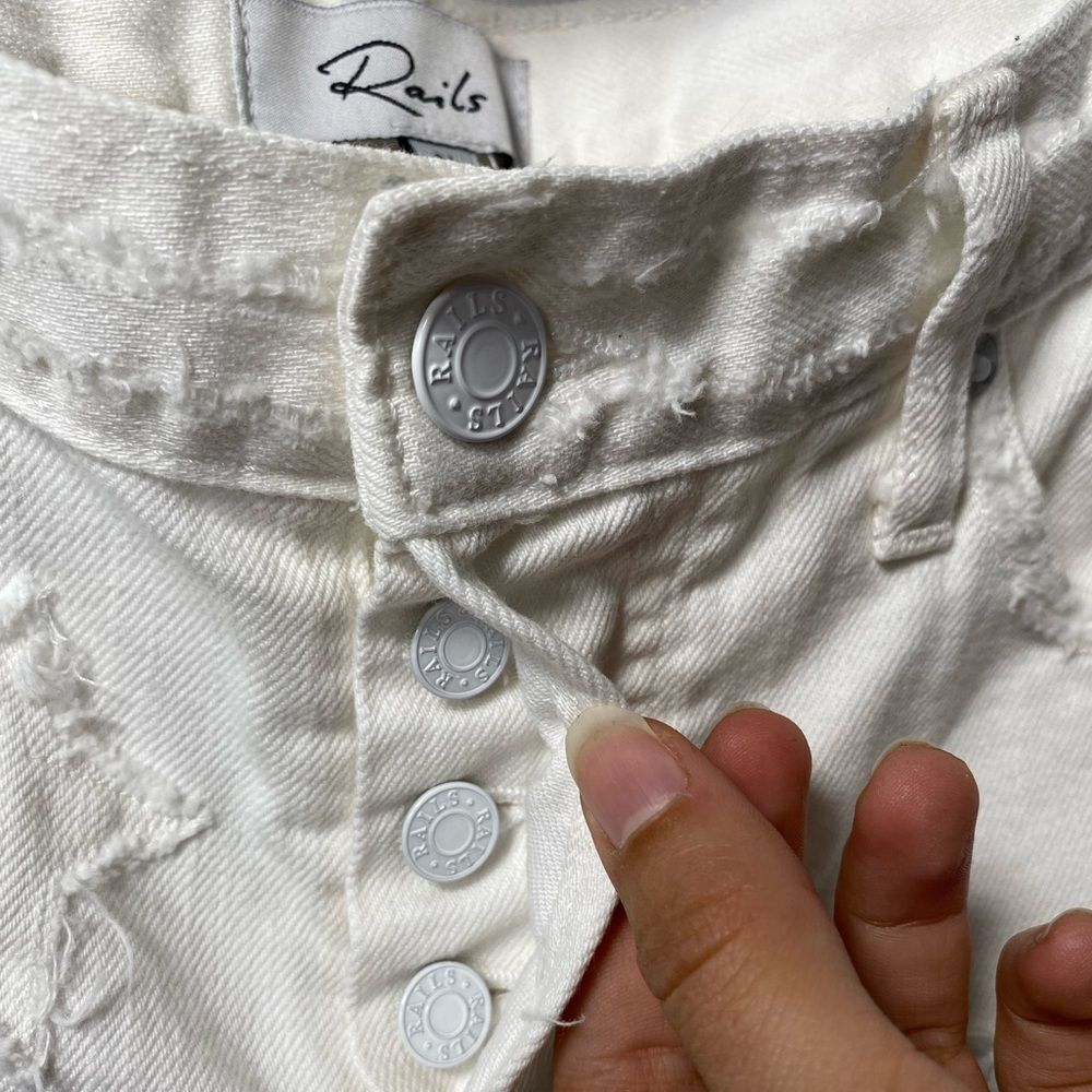 Rails Logan Star Pattern Distressed Denim Shorts … - image 5